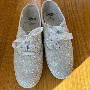 Keds x Kate Spade white glitter shoes